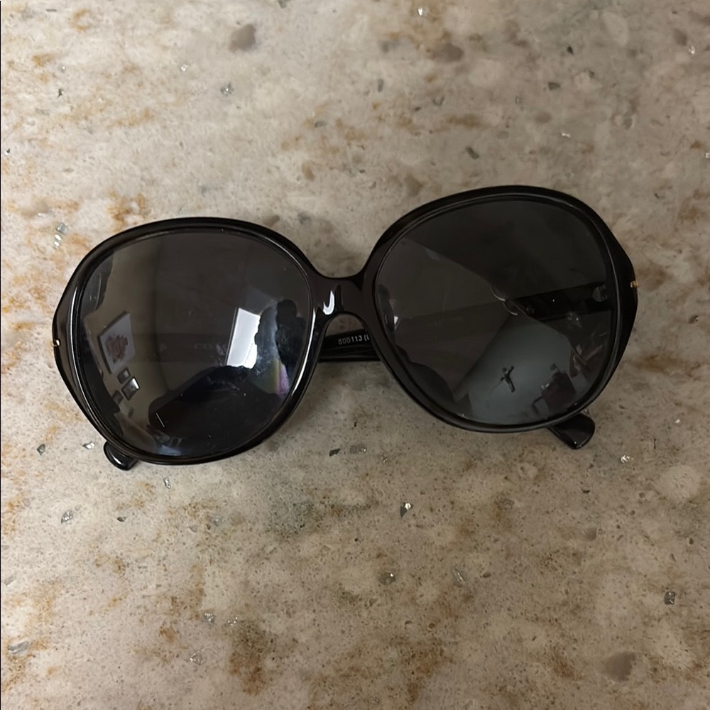 Coach Black Oversized Sunglasses with Butterfly Shape